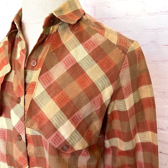 80's Plaid Blouse - Western Style - Size Small - Brand Gil & co. - Picture 3 of 10